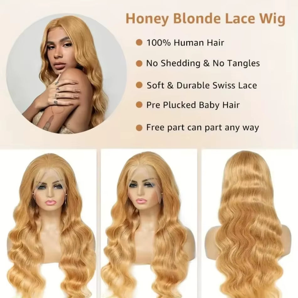 27 Honey Blonde Wig Human Hair 13X6 Hd Lace Frontal Wig 250 Density Body Wave Lace Front Wig 13X4 Honey Blonde Human Hair Wigs