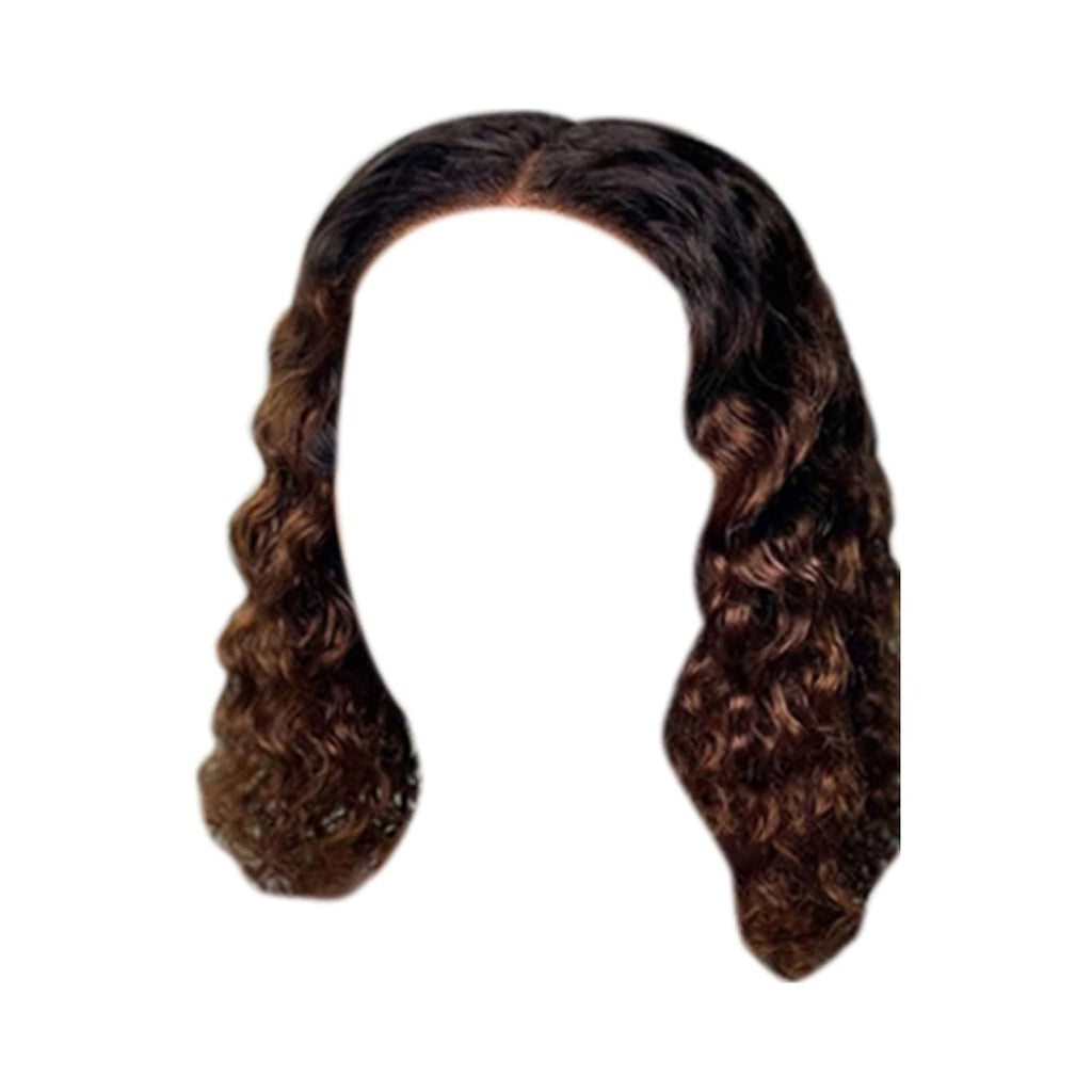 Women'S Deep Curly Lace Front Wigs Blonde Natural Wigs Women'S Short Curly Hair Mixed with Golden Small Curly Hair Black Brown (BK2)